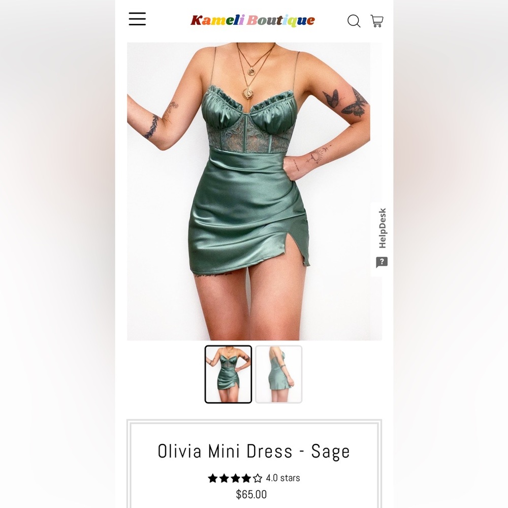 Kameli Boutique //Olivia Mini Dress- Sage